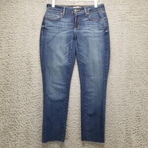 Loft Jeans Womens 25 Blue Curvy Skinny Frayed Hem Cropped Stretch